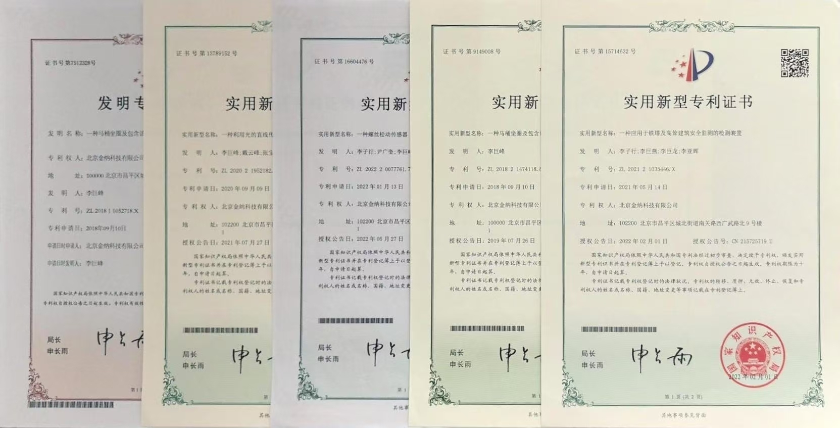 我司曾多次荣获实用新型专利证书
